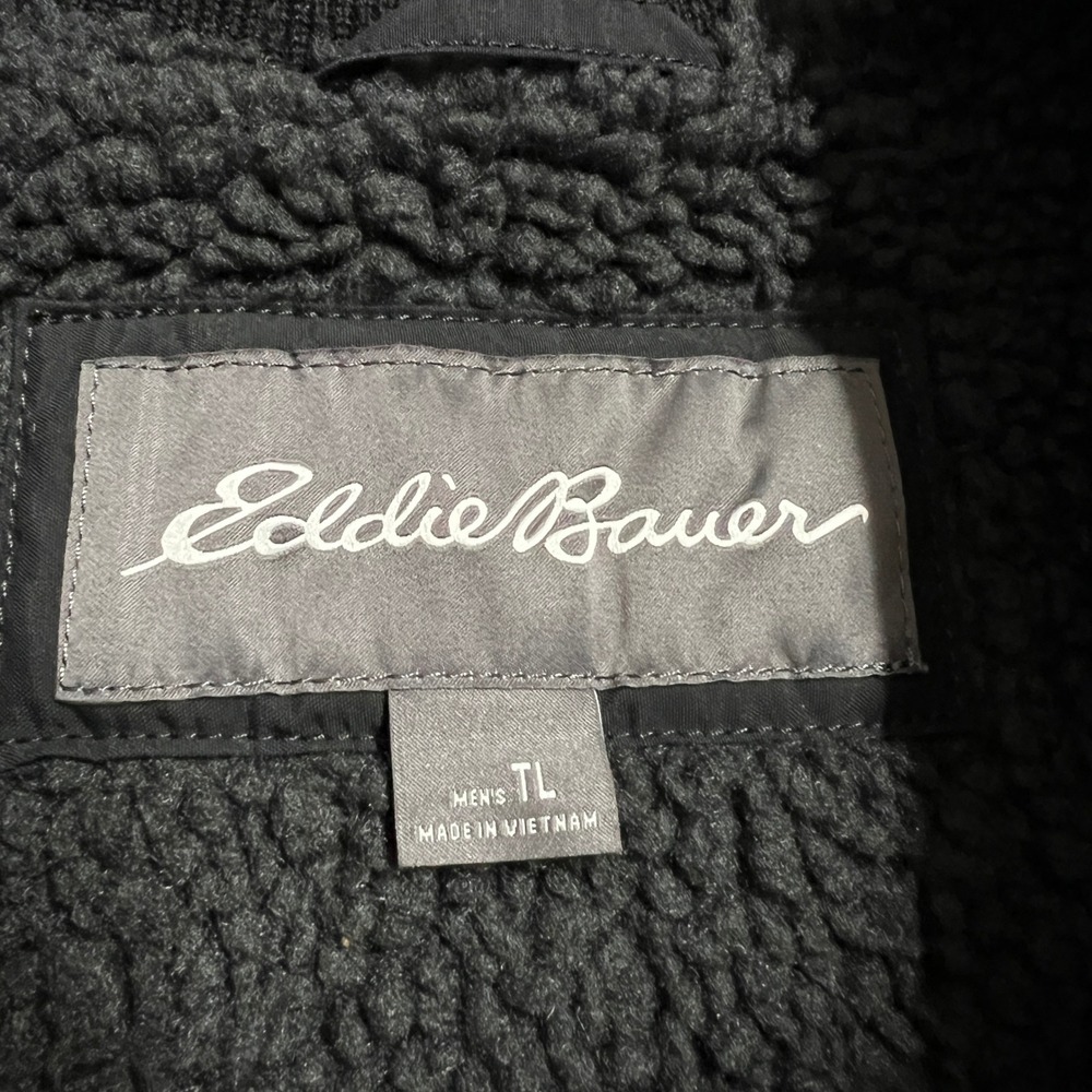 Eddie Bauer Mens Insulated Quilted Vest Black Sherpa Collar Size TL - Picture 5 of 6